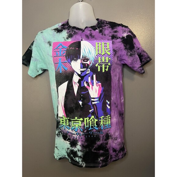 Tokyo Ghoul Shirt Mens XS Purple Black Mint Tie Dye Ken Kaneki Anime Graphic Tee - Picture 1 of 5